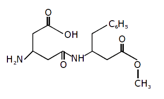 Asparmatge, an artificial sweetener is a peptide and has the following structure. Which of the following is correct about the molecule ?