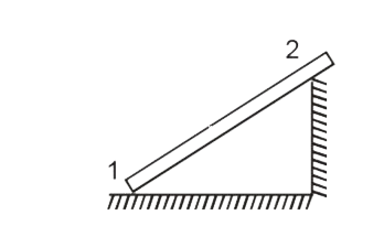 Draw normal forces on the massive rod at point 1 and 2 as shown in figure.