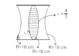 Findout the equivalent focal length of the combenation of lenses shown in the figure. Surrounding medium is air.