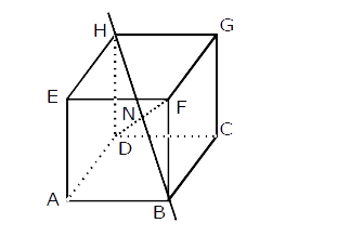A wire of infinite length passing through points H and B of a cube of sidde a, as shown has a uniform charge density lambda. Find the electric field at a point  F of the cube , (N is the point  of intersection of two body diagonals HB and DF)