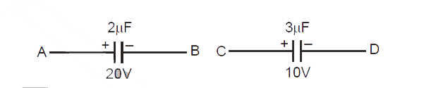 Find out the following if A is connected with C and B is connected with D.   How much charge flows in the circuit.
