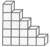 एक बच्चा भवन ब्लॉकों से खेल रहा है, जो एक घन के आकार के है उसने उनसे आकृति में दर्शाए अनुसार एक ढ़ाँचा बना लिया है प्रत्येक घन का किनारा 3 सेमी है उस बच्चे द्वारा बनाए गए ढाँचे का आयतन ज्ञात कीजिए।
