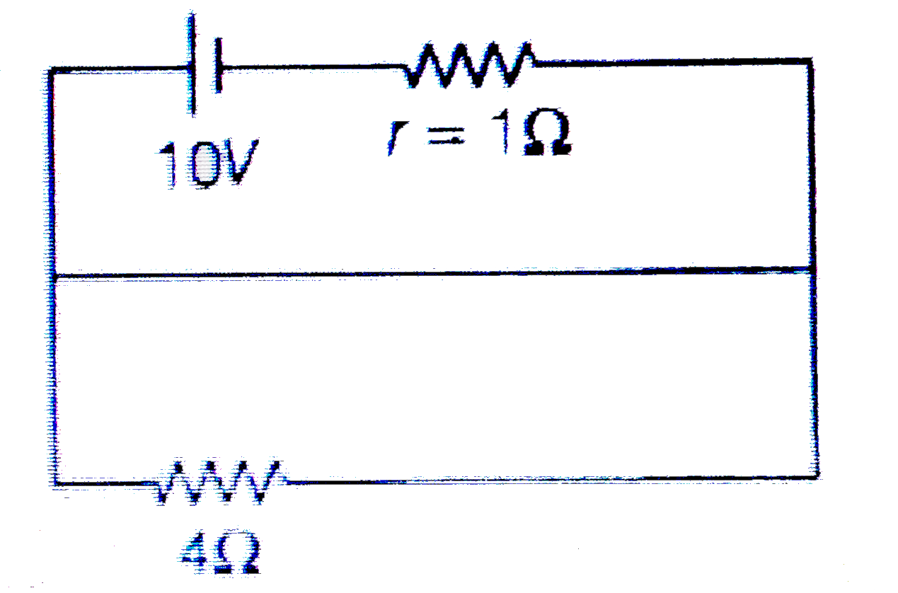 Potential different across the terminals of the battery shown in figure is