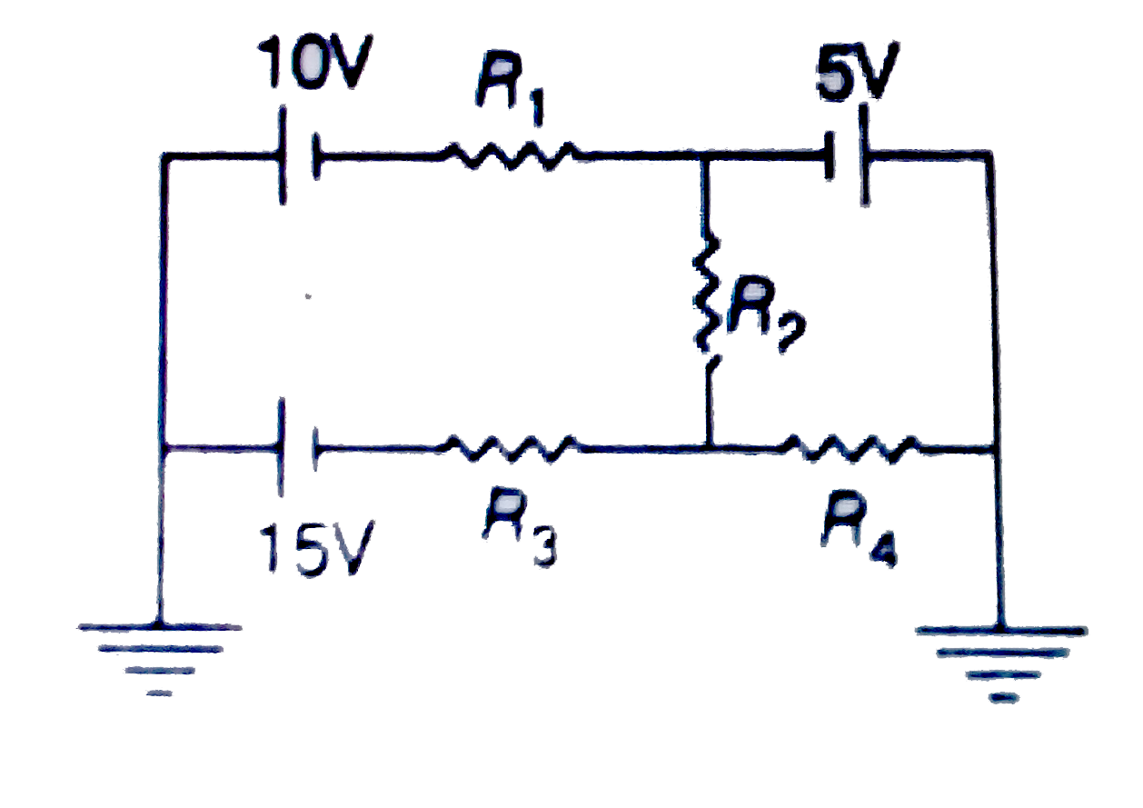 In the circuit shown in figure      For what ratio (R(2))/(R(4)), current through R(3) will  be zero