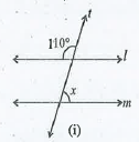 यदि l ।।m  हैं , तो निम्नलिखित आकृति में x का मान ज्ञात कीजिये।
