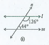 दी हुई आकृति में निर्णंय लीजिये की क्या l , m के समांतर हैं।