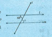 l||m, t  एक तिर्यक छेदी रेखा है angle x =?