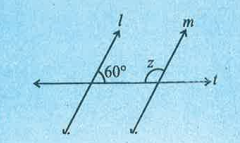 l||m, t  एक तिर्यक छेदी रेखा है angle z =?