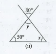 निम्नलिखित आकृतियों में अज्ञात x  और y का मान ज्ञात कीजिये।