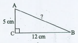Delta ABC का C  एक समकोण हैं।  यदि AC = 5cm  तथा BC = 12cm  , तब AB की लम्बाई ज्ञात कीजिये।
