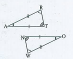 आकृति में दो त्रिभुज ART  तथा OWN सर्वांसम हैं जिनके संगत भागो को अंकित किया गया हैं , हम लिख सकते हैं Delta RAT cong ?