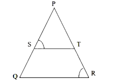 सभी खण्ड कीजिए-   दिये गये चित्र में (PS)/(SQ)=(PT)/(TR) है तथा anglePST= angle PRQ है। सिद्ध कीजिए कि DeltaPQR एक समद्विबाहु त्रिभुज है।