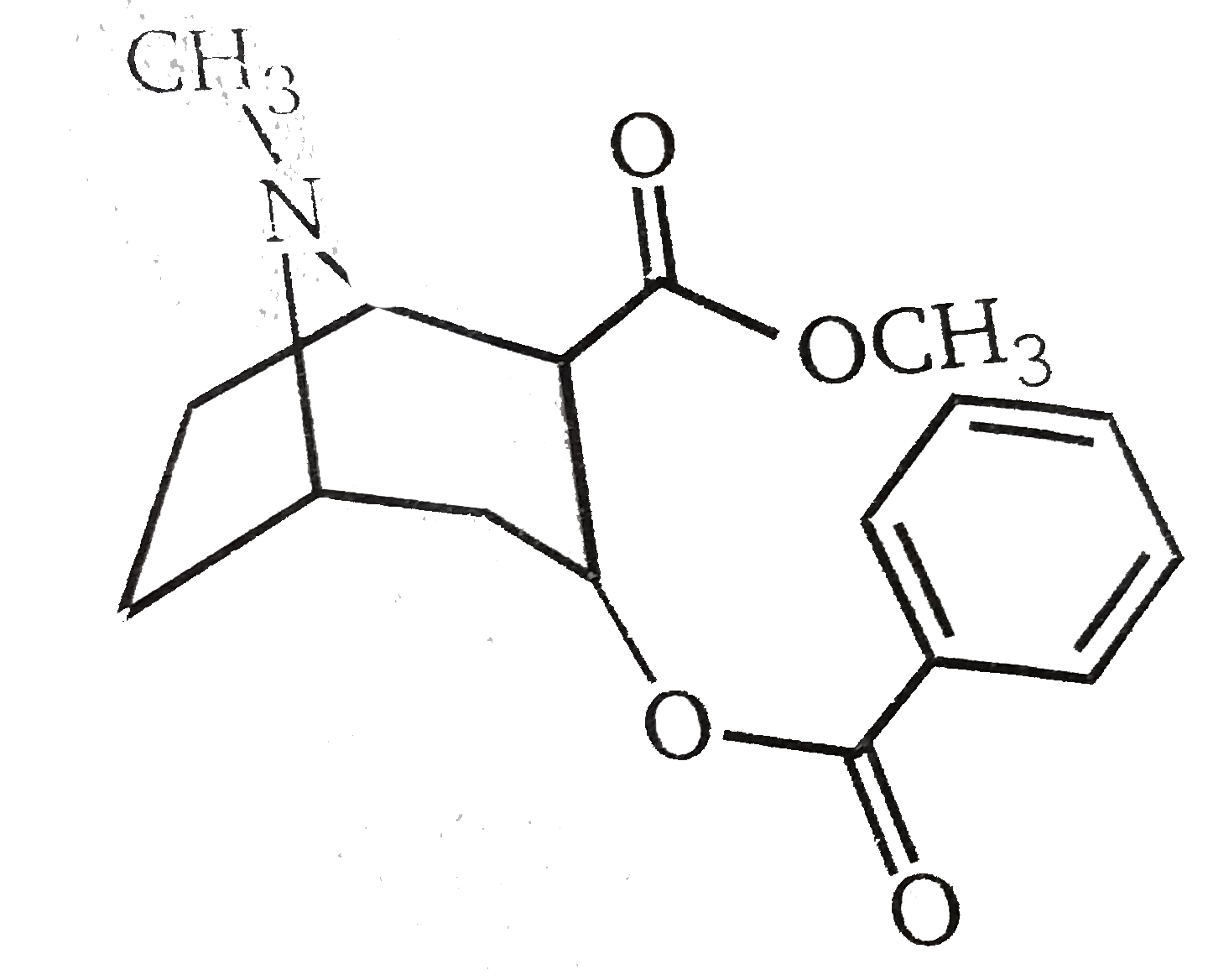 The structural formula of cocaine is shown below. How many stereogenic carbon atoms are there in this molecule ?