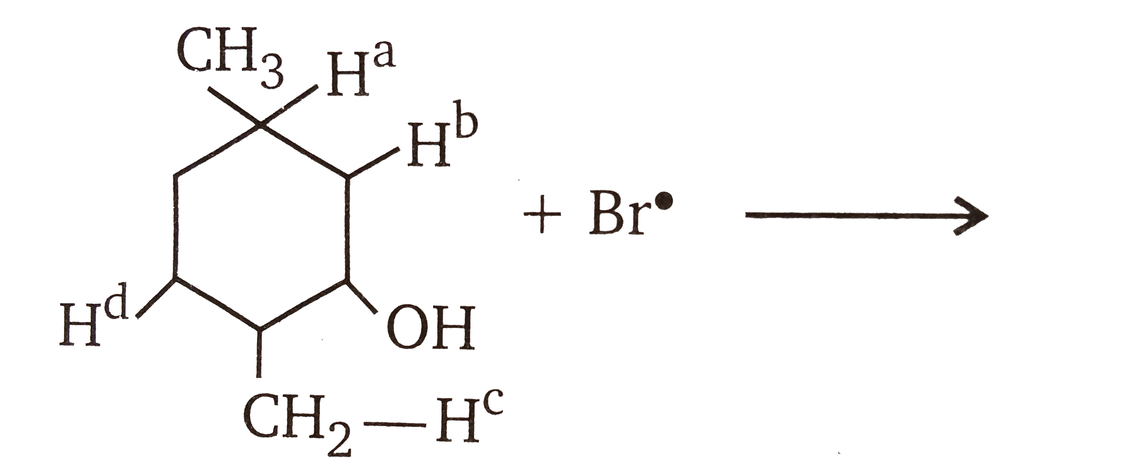 Br^(**) will abstract which of the hydrogen most readily?