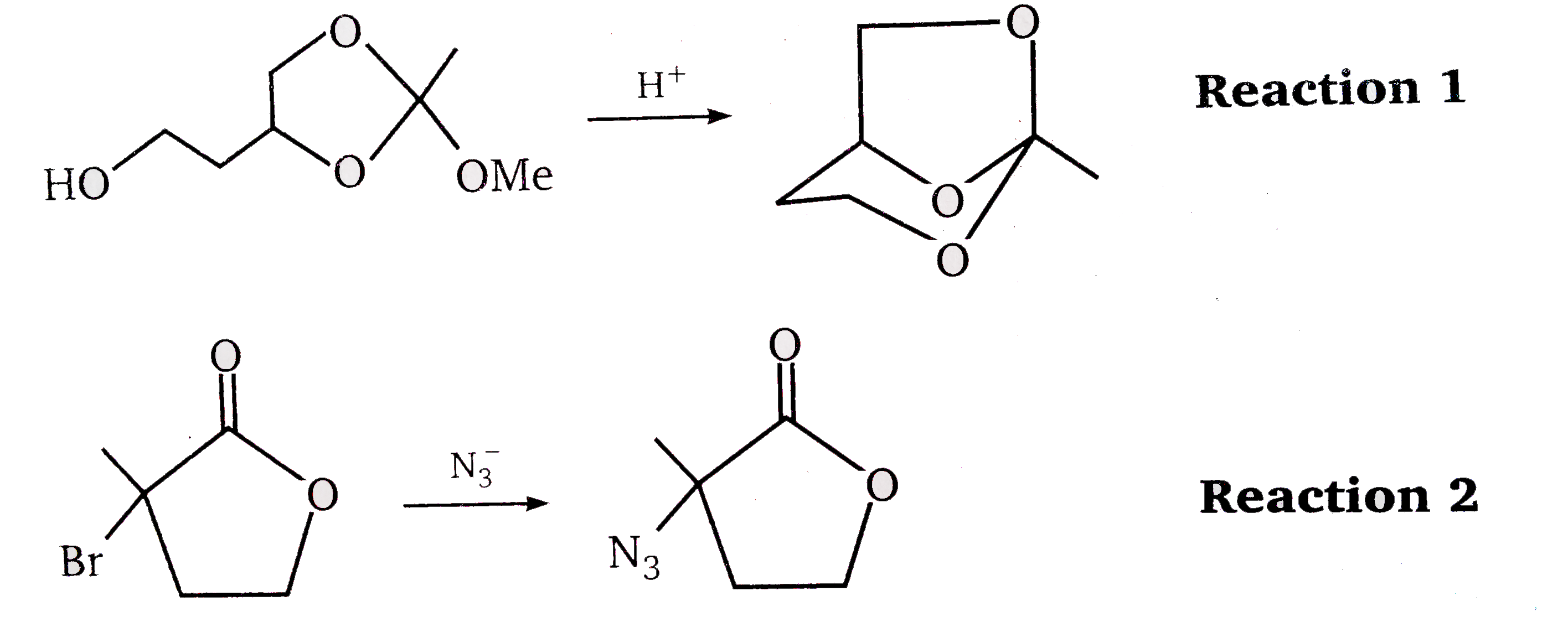 Types of mechanism followed by reaction 1 and reaction 2 respectivly.