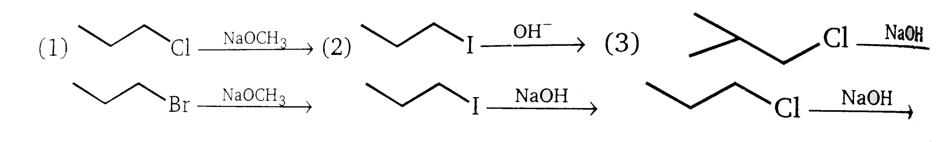 Recitivity : circle the reaction  the reaction that eacts FASTER by S(N^2)) in each pair: