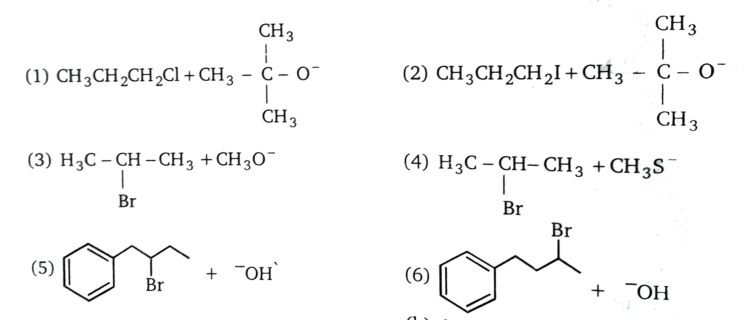 For each of the following pairs of E(2) reaction ,select the one that occurs with the greater rate constant .