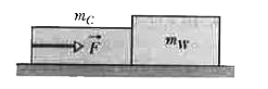 In Fig. 6-42, a box of Cheerios (mass m(c)= 1.0 kg) and a box of Wheaties (mass m(w) = 3.0 kg) are accelerated across a horizontal surface  by a horizontal force vecF applied to the Cheerios box. The magnitude of the frictional force on the Cheerios box is 2.0 N, and the magnitude of the frictional force on the Wheaties box is 3.5 N. If the magnitude of vecF is 12 N, what is the magnitude of the force on the Wheaties box from the Cheerios box?
