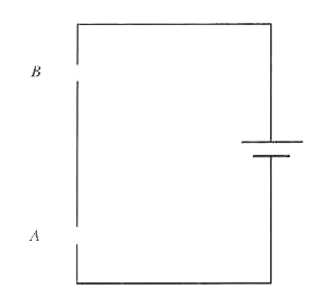 Two identical capacitors are connected as shown in the following figure. If a dielectric slab is inserted in B, choose correct statement