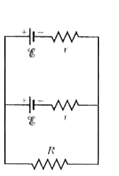 In Fig. 27-38, two batteries with an emf epsi= 12.0 V and an internal resistance r=0.500 Omega are connected in parallel across a resistance R. (a) For what value of R is the dissipation rate in the resistor a maximum? (b) What is that maximum? and (c) what is the total dissipation rate in the batteries? In terms of r, what are (d) the effective R (internal) resistance of the two-battery system and (e) the resistance R that is required to maximize the dissipation rate? This is a general result.