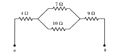 If voltage V is applied across terminals a and b of the circuit shown in the following figure, which of the statements below is true? (Notation: i4 is current through 4.00Omega resistor,...)