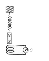 A magnet NS is suspended from a spring and while it oscillates, the magnet moves in and out of the coil C. The coil is connected to A a galvanometer G. Then, as the magnet oscillates,