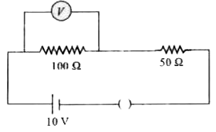 In the given circuit, the voltmeter  records 5 volts. The resistance of the voltmeter in ohms is
