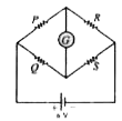 In the Wheatstone's network given,P = 10 Omega, Q = 20 Omega, R = 15 Omega, S = 30 Omega.The current passing through the battery (of negligible internal resistance) is