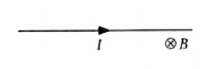A straight wire of length 50 cm carrying a current of 2.5 A is suspended in mid-air by a uniform magnetic field of 0.5 T (as shown in figure). The massof the wire is (g = 10 ms^(-2))