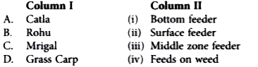 Match the columns and select the correct option.