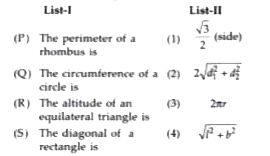 In this section, each question has two matching lists. Choices for the correct combination of elements from List-I and List-II are given as options (a), (b), (c )  and (d) out of which one is correct.   Match the following lists: