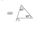 Find the value of the unknown exterior angle x in the following diagrams :