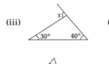 Find the value of the unknown exterior angle x in the following diagrams :