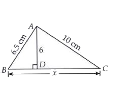 Find the value of x in the following triangle .