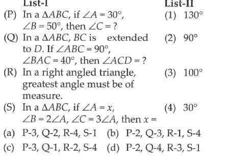 Match the following