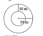 Find the circumference of the inner and the outer circles, (Take pi= 3.14)