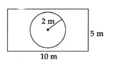 The adjoining figure represents a rectangular lawn with a circular flower bed in the middle. Find :       the area of the whole land