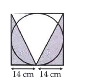 The show a circle in square. Find the total area of the unshaded part.