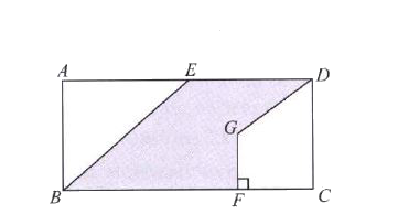In the given figure (not drawn to scale), ABCD is a rectangle. ED = 16 cm, FG = FC = 8 cm, BF = 20 cm and FG is perpendicular to BC. If CD is half of AD, then find the area of the shaded region (in cm^(2)).