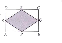 ABCD is a rectangle (not D. drawn to scale) having length 30 cm and breadth 25 cm. P, Q, sk Rand S are midpoints of AB, BC, CD and AD respectively. Find the area of the shaded region of the figure.