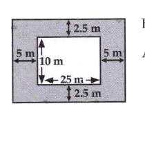 A swimming pool of 25 m by 10 m has a concrete border as shown in the figure. Find the area of the concrete border.