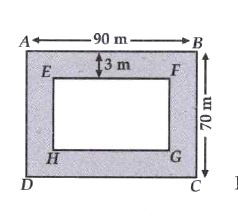 A rectangular field, 90 m long and 70 m wide has a 3 m wide path all around its inside. Find the area of the path and the cost of its construction at the rate of 20 per 10 m^(2).