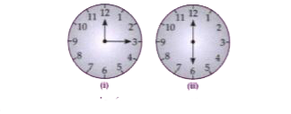 Find the angle measure between the hands of the clock in each figure. Also write it in term of a revolution.