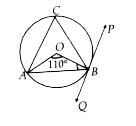 In figure, AB is a chord of circle and PQ is a tangent at point B of the circle. If angleAOB=110^@,