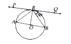 In the given figure, PQ is a tangent at point R of a circle with centre O and angleQRB=30^@, then anglePRA is