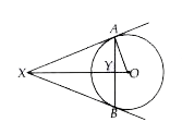 If AB is a chord of length 6cm, of a circle of radius  5cm, the tangents at A and B  intersect at a point X in figure, then match the lists.