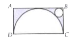 The figure shows a rectangle ABCD with a semi-circle and a circle inscribed inside it as shown. What is the ratio of the area of the circle to that of the semi-circle?
