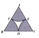 In the given figure, arcs are drawn by taking vertices, A, B and C of an equilateral triangle of side 10 cm to intersect th sides BC, CA and AB at their respective mid-points D,E and F. Find the area fo the shaded region. (