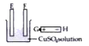 The diagram here shows a beaker containing a solution of copper sulphate and two carbon electrodes.      A battery is placed next to it. In order that the electrode E be plated with copper,