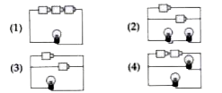Consider the following circuits .       The correct option for the brightness of bulbs in dreasing order is